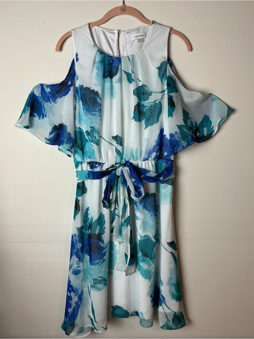 Calvin Klein Cold Shoulder Floral Dress Women’s Size 12